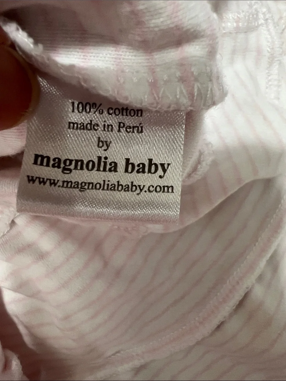 Magnolia Baby pink & white stripe  tiered dress with alligator appliqué 12 Mon